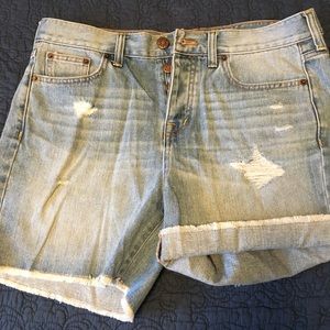 Lightly distressed J. Crew jean shorts